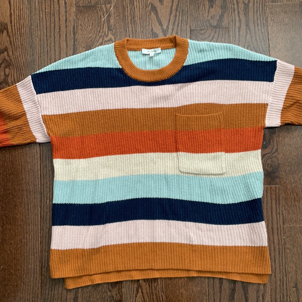 Madewell Striped Thompson Pocket Pullover Sweater